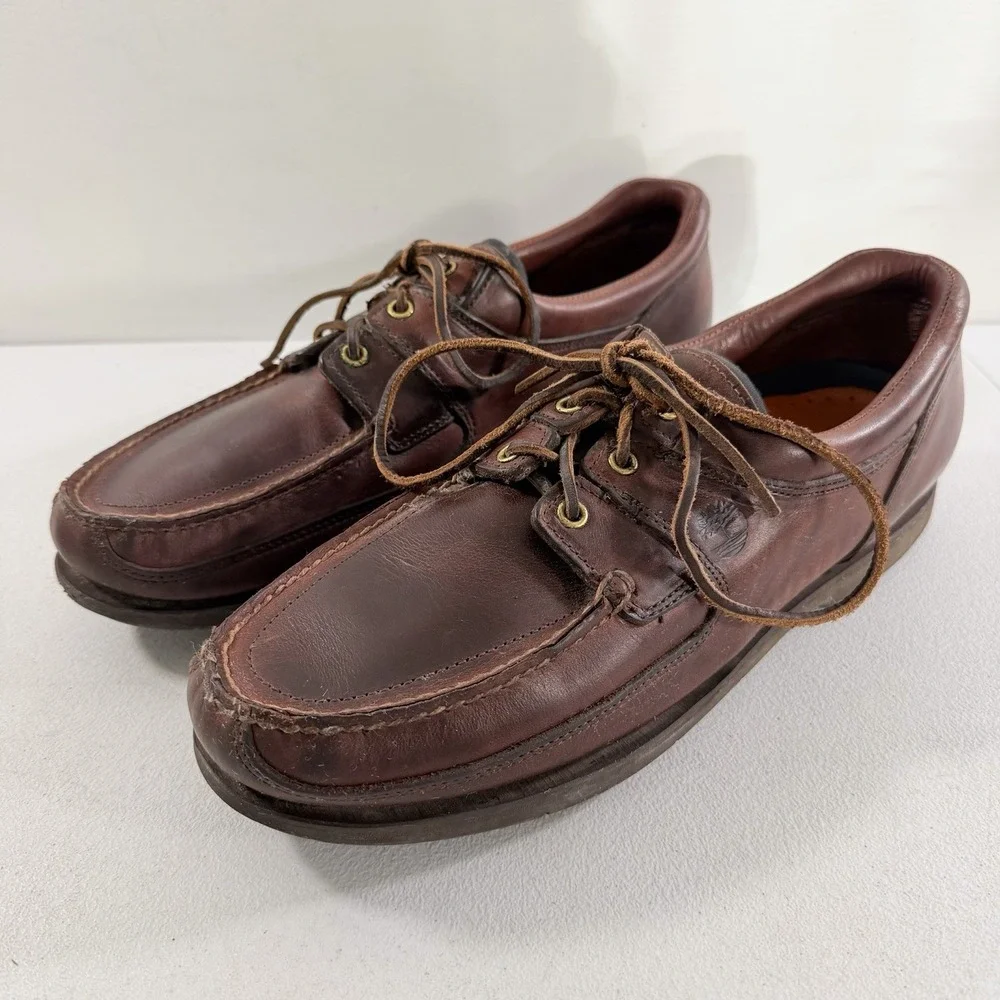 Timberland 3-Eye Lug Brown Leather Boat Shoe Mens Size‎ 13 M